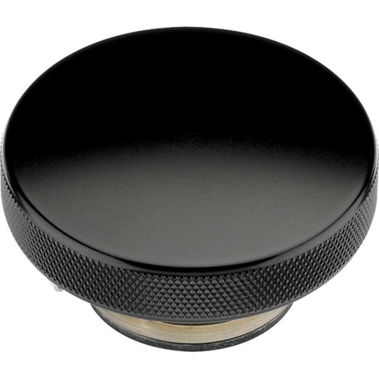 Billet Specialties Radiator Cap - 16 lb - Round - Knurled Grip - Aluminum - Smooth - Black Anodized - Each