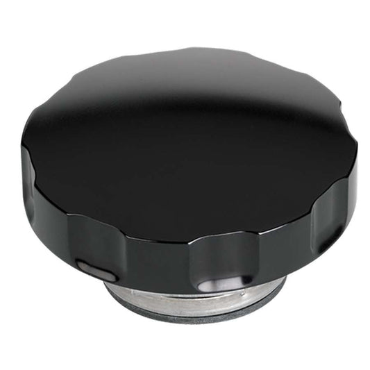 Billet Specialties Radiator Cap - 16 lb - Round - Notch Grip - Aluminum - Smooth - Black Anodized - Each