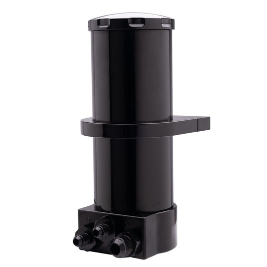 Billet Specialties Power Steering Reservoir - Remote - Hydroboost Style - Dual 6 AN Male Inlets - 10 AN Male Outlet -