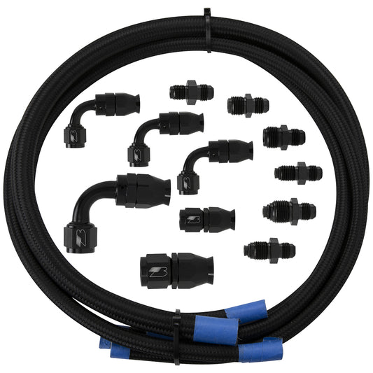 Billet Specialties Power Steering Hose Kit - 6 AN / 10 AN Fittings - Braided Stainless - Black - GM Steering Box -