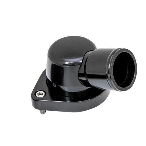 Billet Specialties Water Neck - 75 Degree - 1-1/2 in ID Hose - O-Ring - Stainless Hardware - Aluminum - Black Anodized