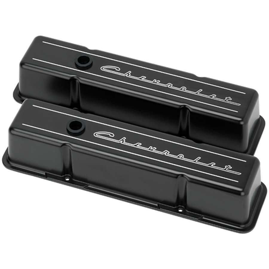 Billet Specialties Valve Cover - Tall - Ball Milled - Baffled - Breather Hole - Grommets - Chevrolet Logo - Aluminum -