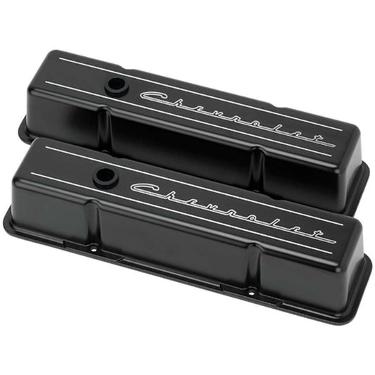 Billet Specialties Valve Cover - Tall - Ball Milled - Baffled - Breather Hole - Grommets - Chevrolet Logo - Aluminum -
