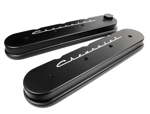 Billet Specialties Valve Cover - Stock Height - Fill Cap / Gaskets / Hardware Included - Chevrolet Script - Aluminum -