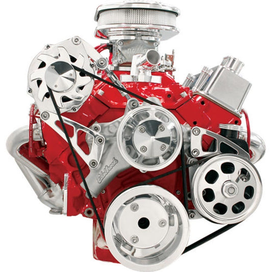 Billet Specialties Pulley Kit - Conversion - 6-Rib Serpentine - Aluminum - Polished - Long Water Pump - Small Block