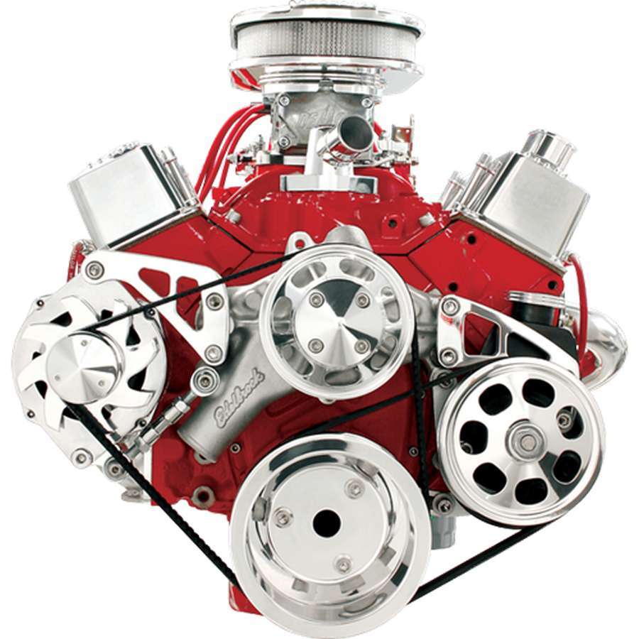 Billet Specialties Pulley Kit - Conversion - 6-Rib Serpentine - Aluminum - Polished - Long Water Pump - Small Block