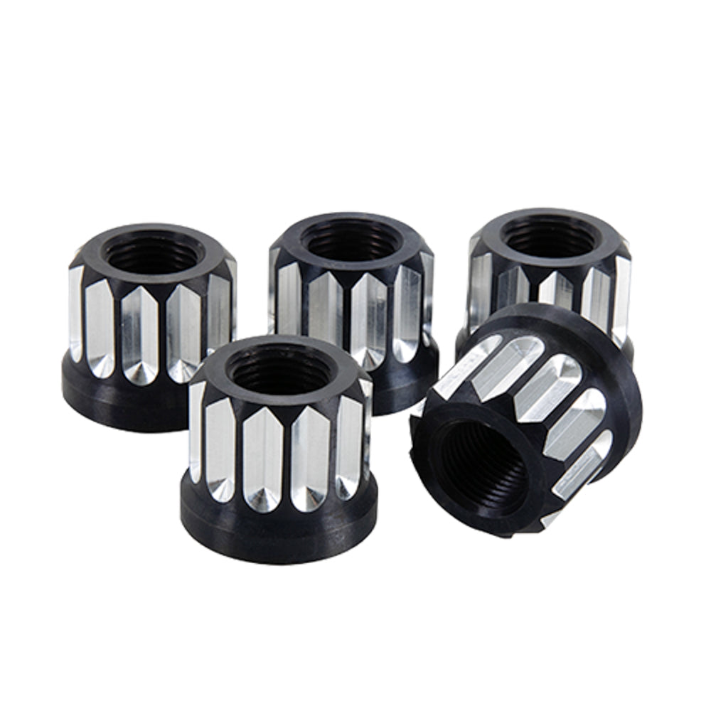 Billet Specialties Lug Nut - 5/8-18 in Thread - 12 Point Head - Aluminum - Black Anodized - Set of 5