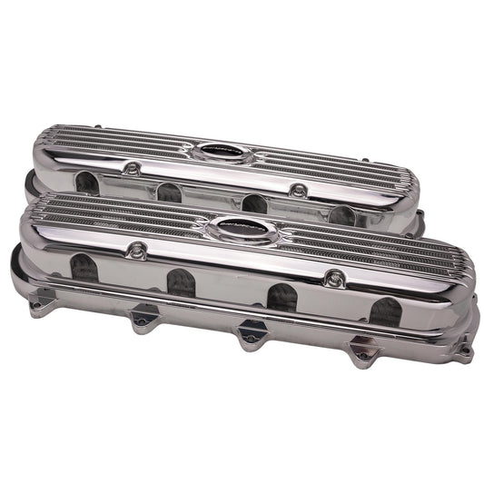Billet Specialties Valve Cover - Ribbed - Hidden Coils / Filler Cap - Stainless Hardware - Billet Specialties Logo -