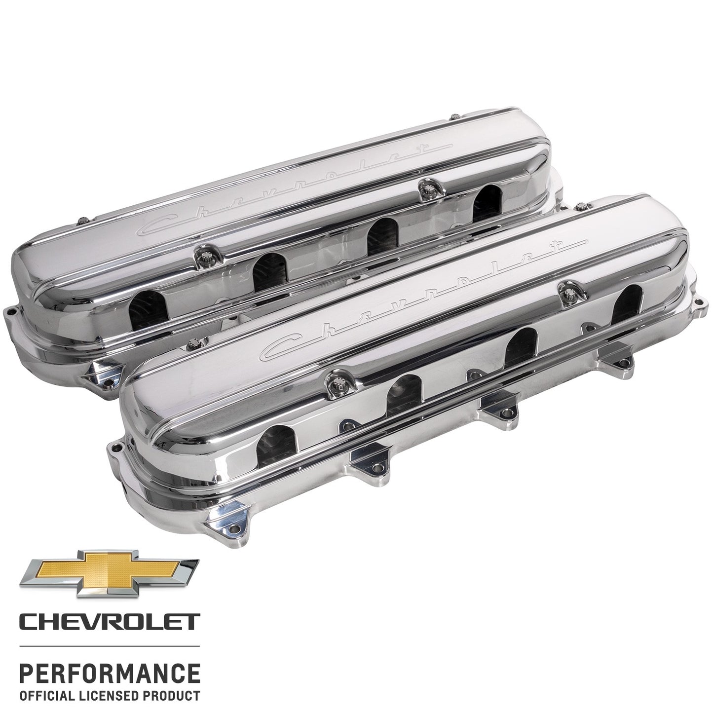 Billet Specialties Valve Cover - Hidden Coils / Filler Cap - Stainless Hardware - Chevrolet Script Logo - Aluminum -