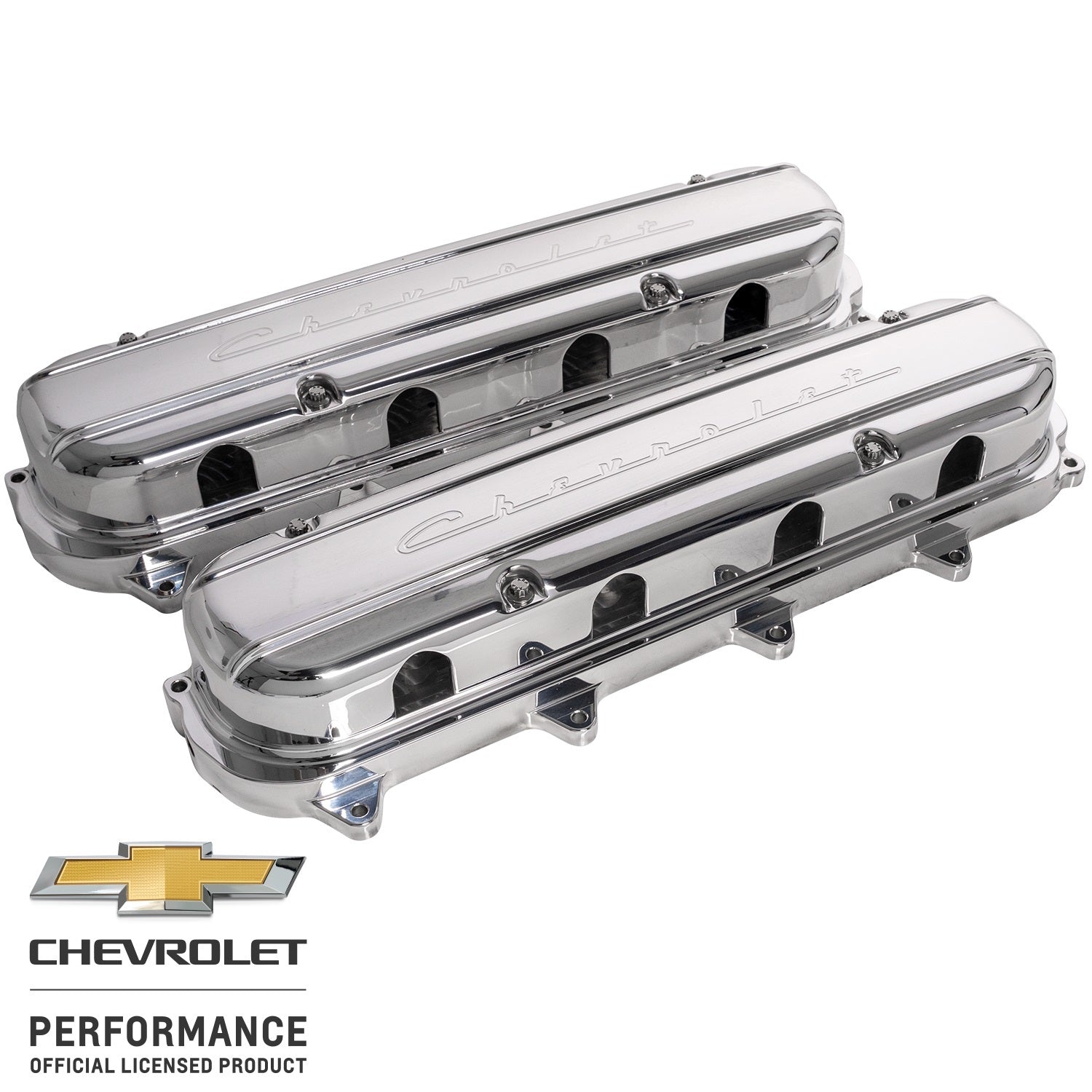 Billet Specialties Valve Cover - Hidden Coils / Filler Cap - Stainless Hardware - Chevrolet Script Logo - Aluminum -