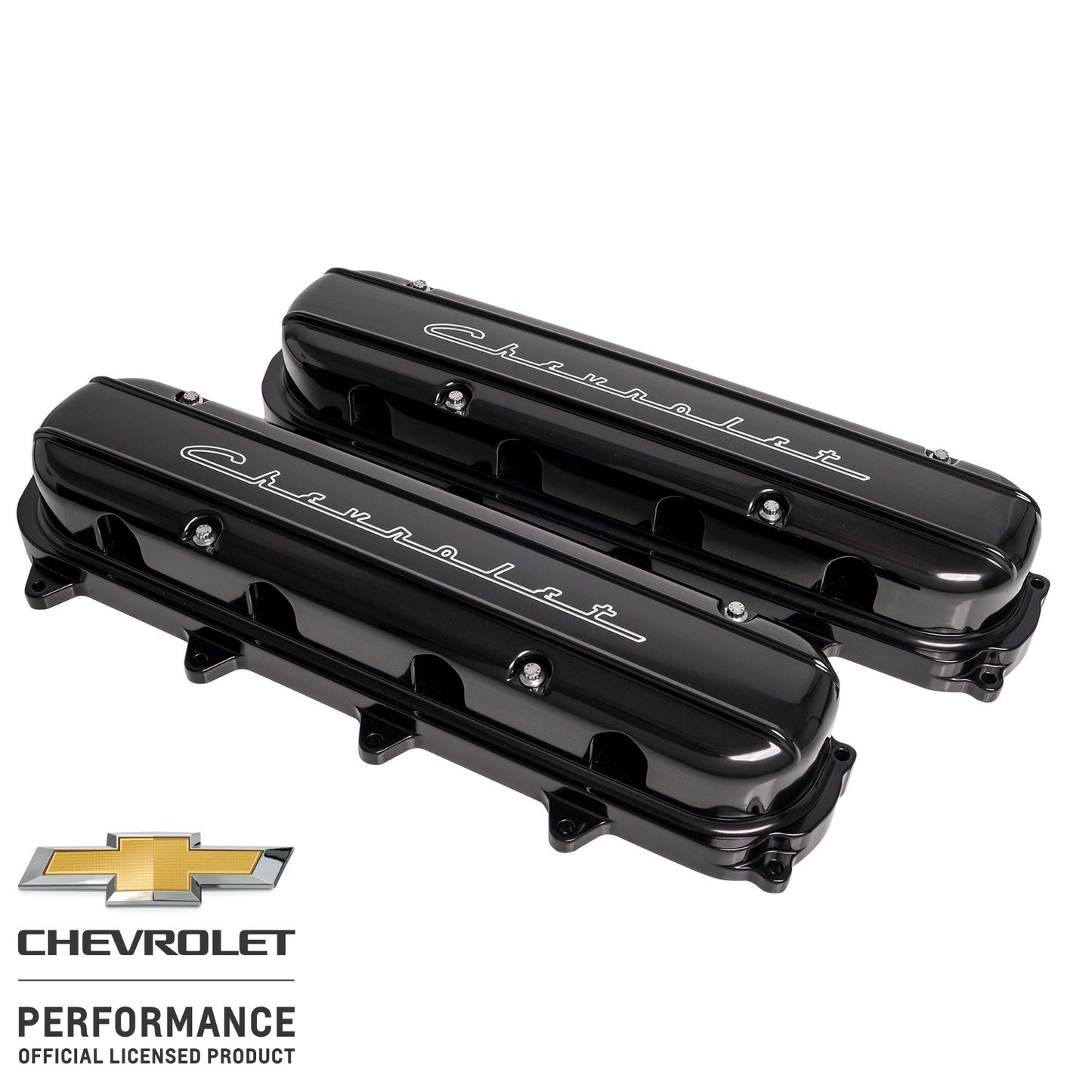 Billet Specialties Valve Cover - Hidden Coils / Filler Cap - Stainless Hardware - Chevrolet Script Logo - Aluminum -