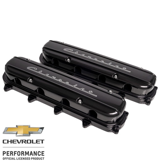 Billet Specialties Valve Cover - Hidden Coils / Filler Cap - Stainless Hardware - Chevrolet Script Logo - Aluminum -
