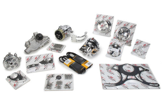Billet Specialties Pulley Kit - V-Trac - 2 Groove V-Belt - Aluminum - Polished - Small Block Chevy - Kit