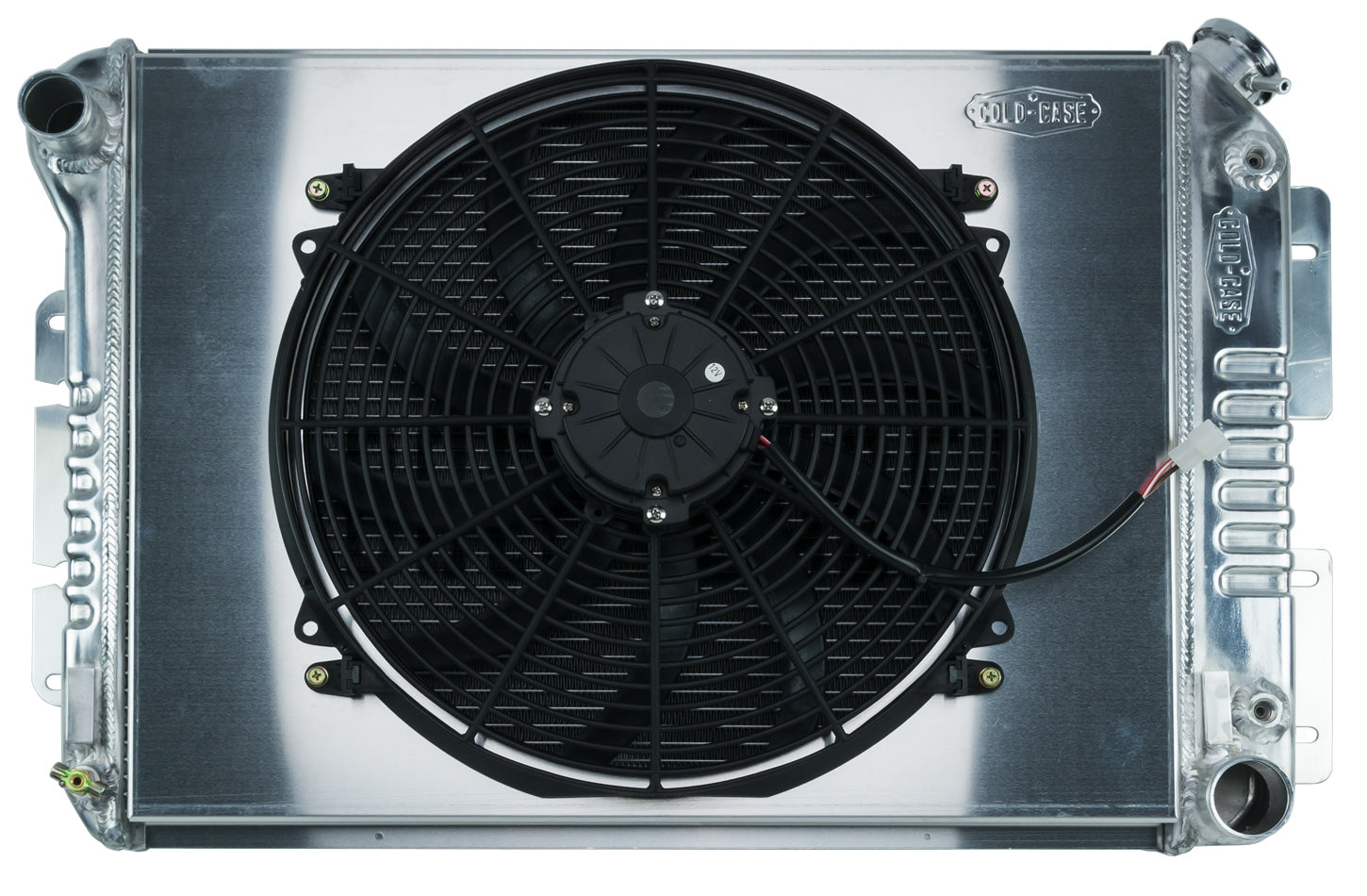 Cold Case Radiators Radiator and Fan - 31.25 in W x 18.5 in H x 3 in D - Driver Side Inlet - Passenger Side Outlet -