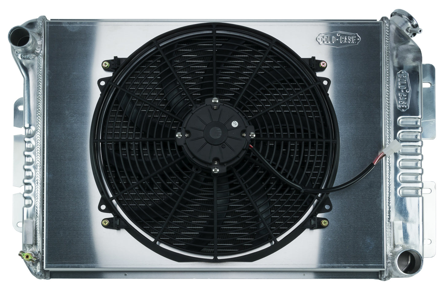 Cold Case Radiators Radiator and Fan - 31.25 in W x 18.5 in H x 3 in D - Driver Side Inlet - Passenger Side Outlet -