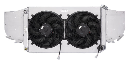 Cold Case Radiators Radiator and Fan - 31.25 in W x 18.5 in H x 3 in D - Driver Side Inlet - Passenger Side Outlet -