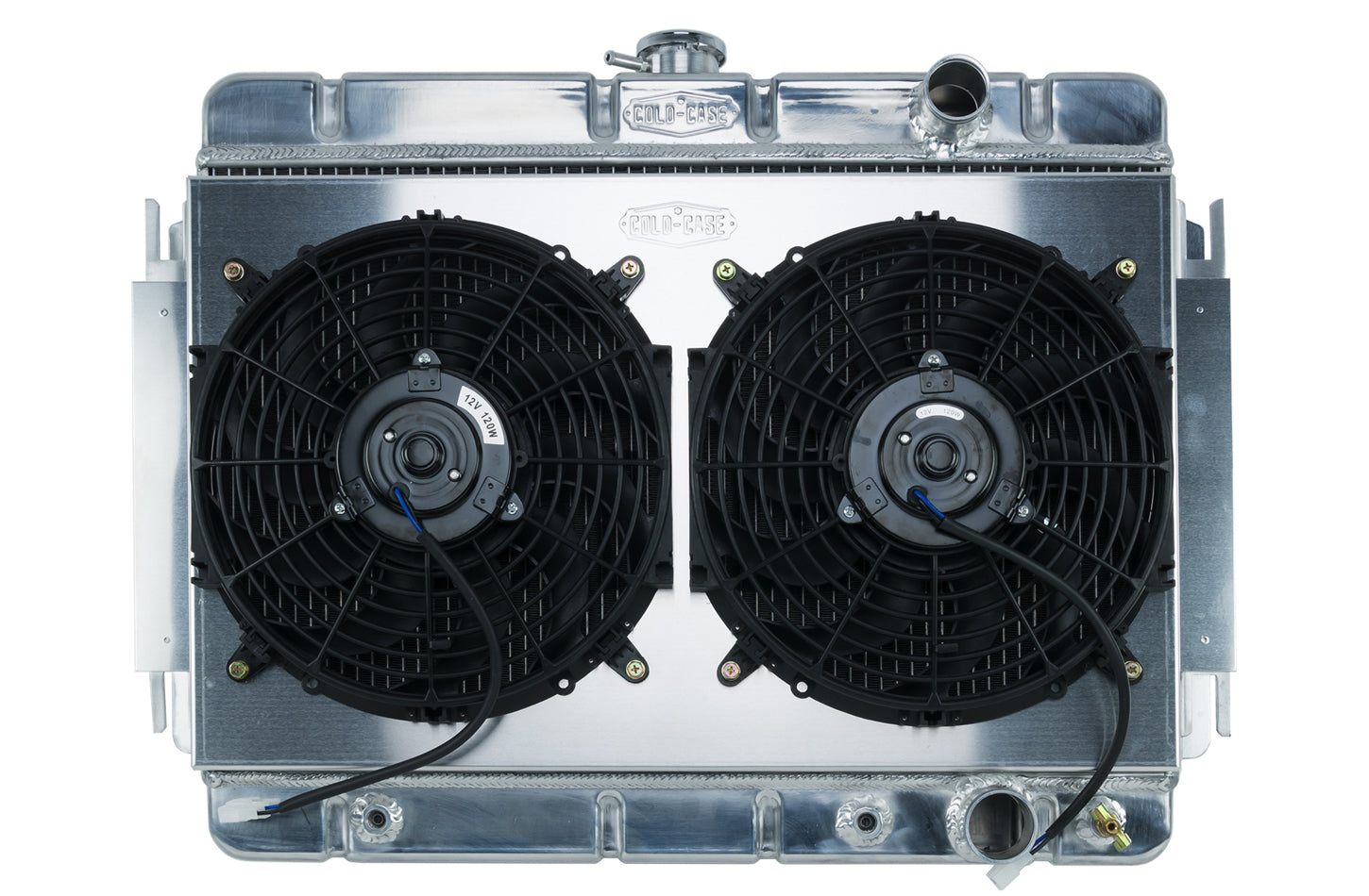 Cold Case Radiators Radiator and Fan - 27.75 in W x 20.125 in H x 3 in D - Dual Fans - Passenger Side Inlet -
