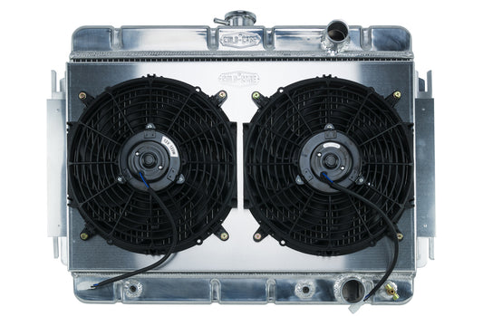 Cold Case Radiators Radiator and Fan - 27.75 in W x 20.125 in H x 3 in D - Dual Fans - Passenger Side Inlet -