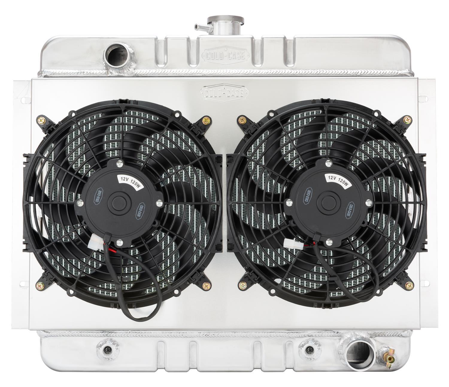 Cold Case Radiators Radiator and Fan - 25.75 in W x 20.7 in H x 3 in D - Driver Side Inlet - Passenger Side Outlet -