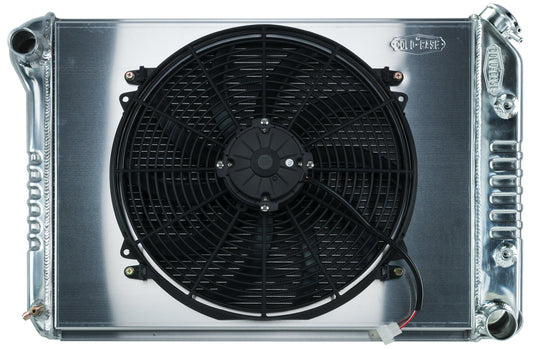 Cold Case Radiators Radiator and Fan - 28.35 in W x 19 in H x 3 in D - Driver Side Inlet - Passenger Side Outlet -