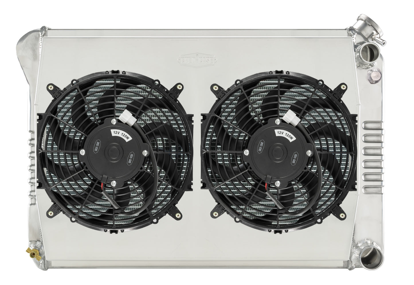 Cold Case Radiators Radiator and Fan - 28.35 in W x 19 in H x 6.75 in D - Passenger Side Inlet - Passenger Side Outlet