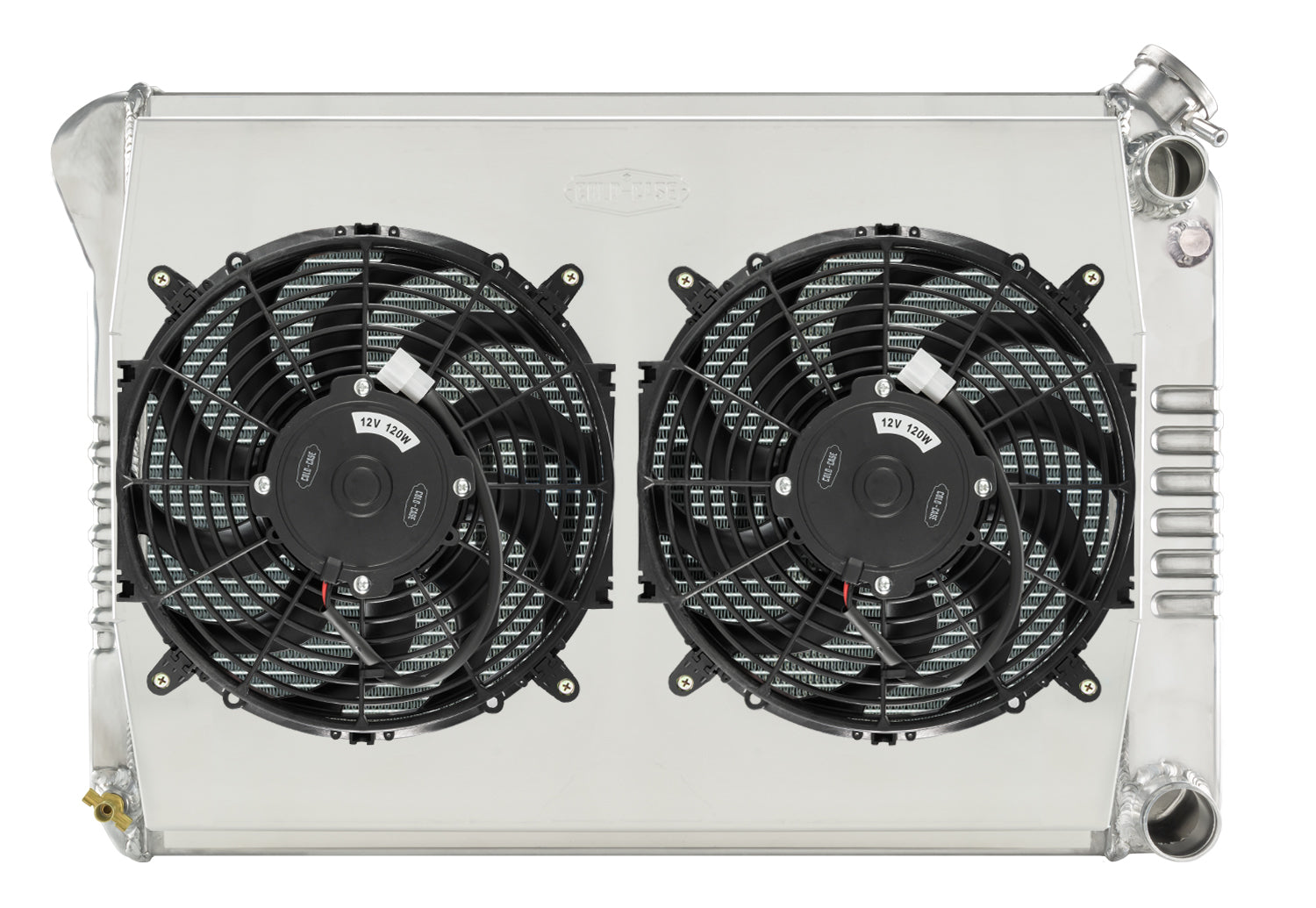 Cold Case Radiators Radiator and Fan - 28.35 in W x 19 in H x 6.75 in D - Passenger Side Inlet - Passenger Side Outlet