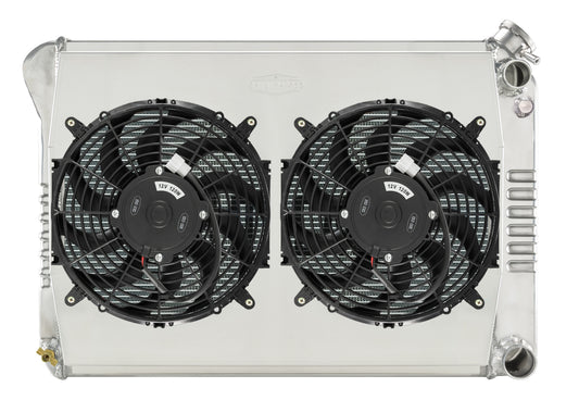 Cold Case Radiators Radiator and Fan - 28.35 in W x 19 in H x 6.75 in D - Passenger Side Inlet - Passenger Side Outlet