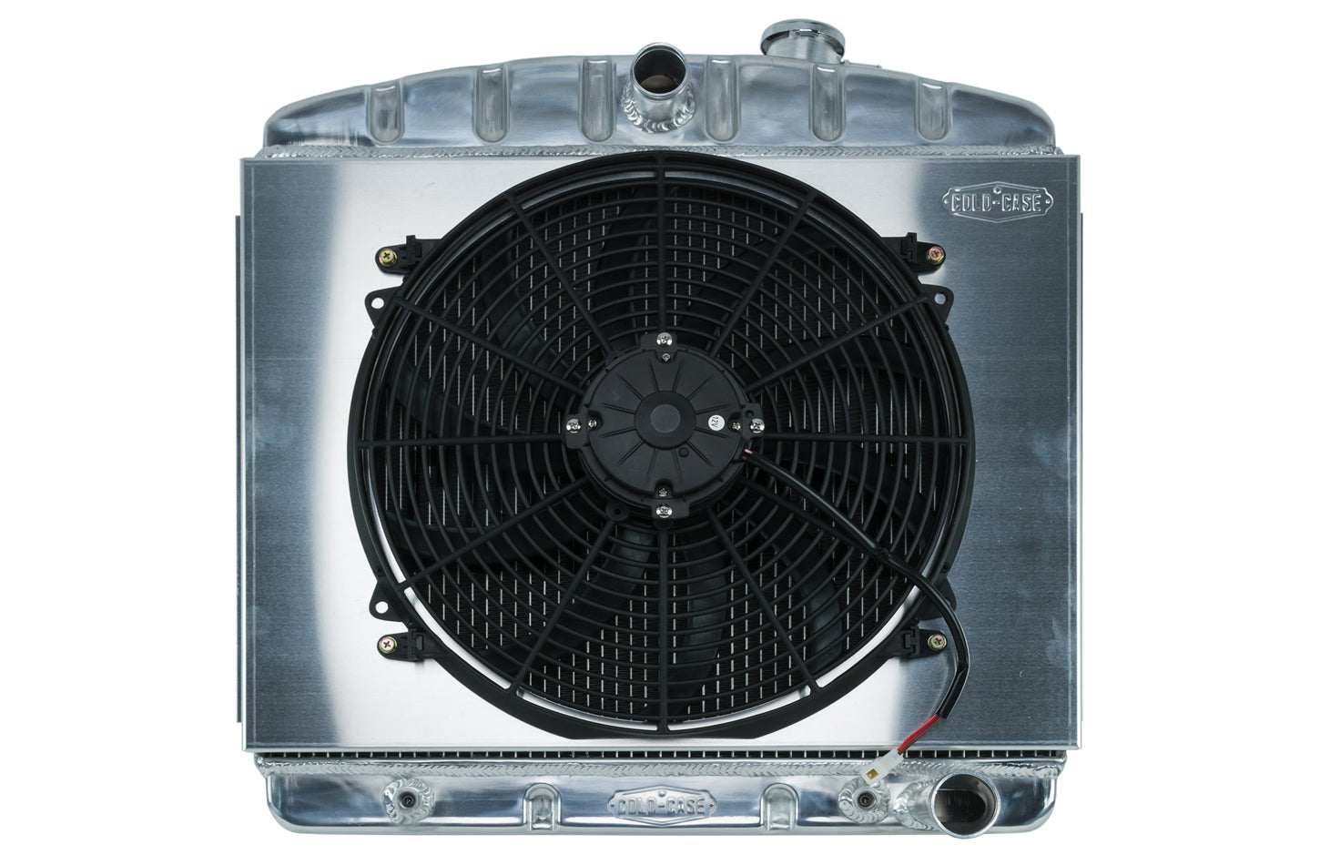 Cold Case Radiators Radiator and Fan - 23.5 in W x 23.5 in H x 3 in D - Center Inlet - Passenger Side Outlet -