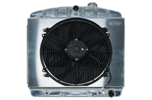 Cold Case Radiators Radiator and Fan - 23.5 in W x 23.5 in H x 3 in D - Center Inlet - Passenger Side Outlet -