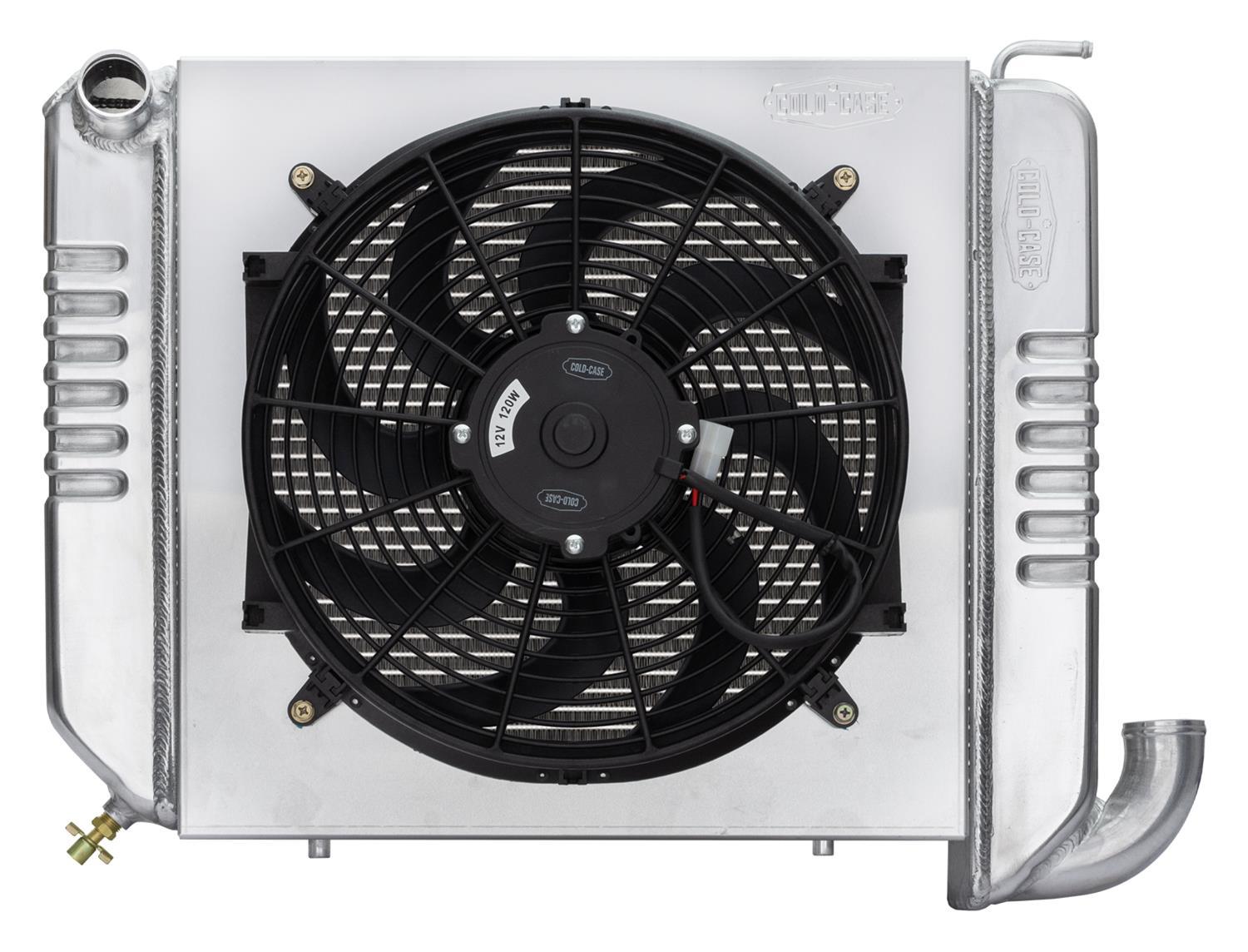 Cold Case Radiators Radiator and Fan - 22.6 in W x 18.5 in H x 6.75 in D - Driver Side Inlet - Passenger Side Outlet -