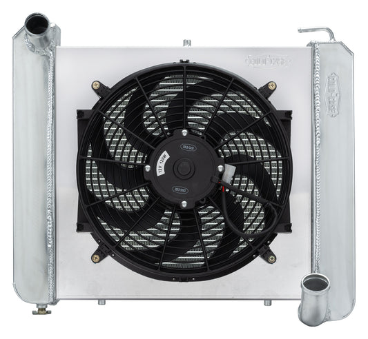 Cold Case Radiators Radiator and Fan - 22.5 in W x 22.75 in H x 6.75 in D - Driver Side Inlet - Passenger Side Outlet