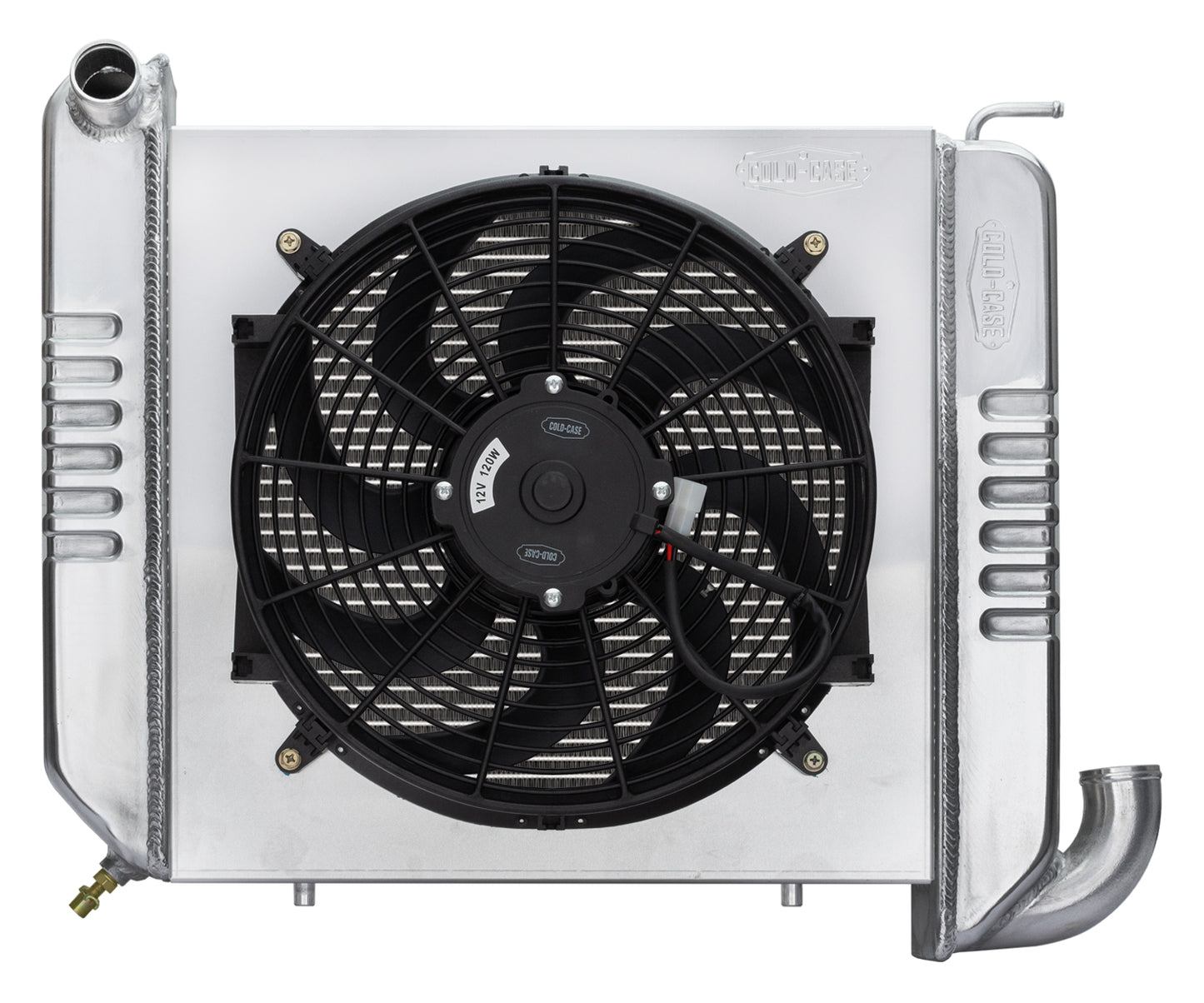 Cold Case Radiators Radiator and Fan - 24.5 in W x 18 in H x 6.75 in D - Driver Side Inlet - Passenger Side Outlet -