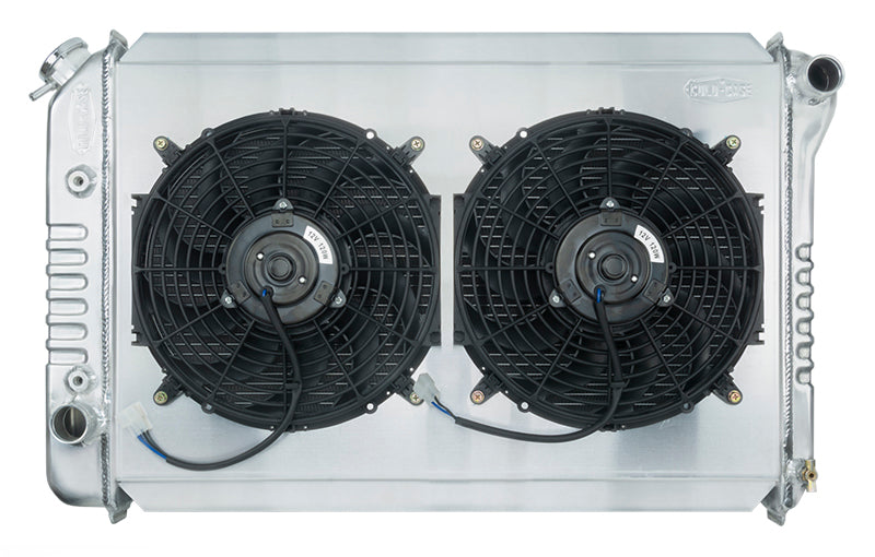 Cold Case Radiators Radiator and Fan - 31.75 in W x 19.75 in H x 3 in D - Passenger Side Inlet - Driver Side Outlet -