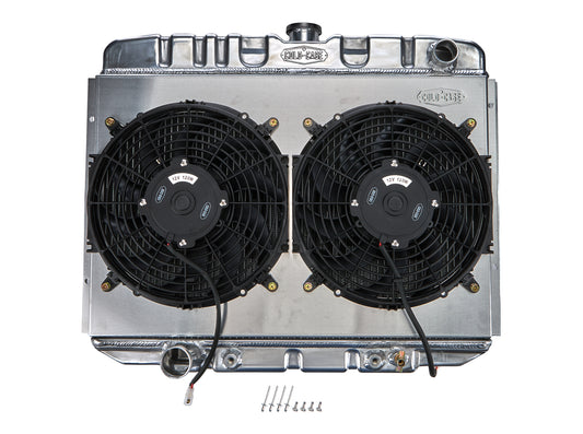 Cold Case Radiators Radiator and Fan - 25 in W x 21.5 in H x 3 in D - Dual Fans - Passenger Side Inlet - Driver Side