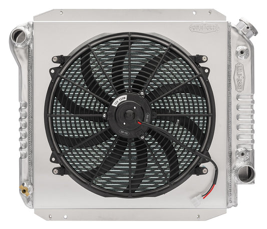 Cold Case Radiators Radiator and Fan - 24.75 in W x 20.2 in H x 6.5 in D - Driver Side Inlet - Passenger Side Outlet -