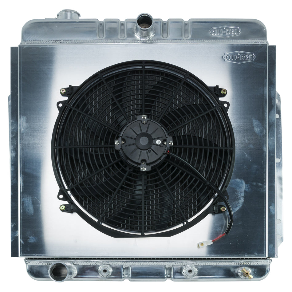 Cold Case Radiators Radiator and Fan - 26.2 in W x 25.5 in H x 3 in D - Center Inlet - Driver Side Outlet - Aluminum -