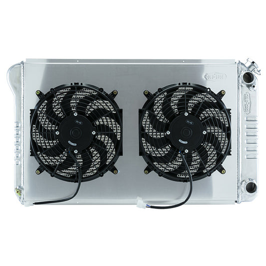Cold Case Radiators Radiator and Fan - 34.21 in W x 18.82 in H x 3 in D - Dual Fans - Passenger Side Inlet - Passenger