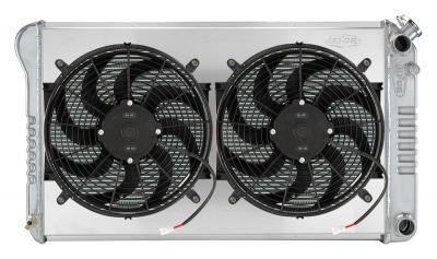 Cold Case Radiators Radiator and Fan - 34.21 in W x 18.82 in H x 3 in D - Dual Fans - Passenger Side Inlet - Passenger