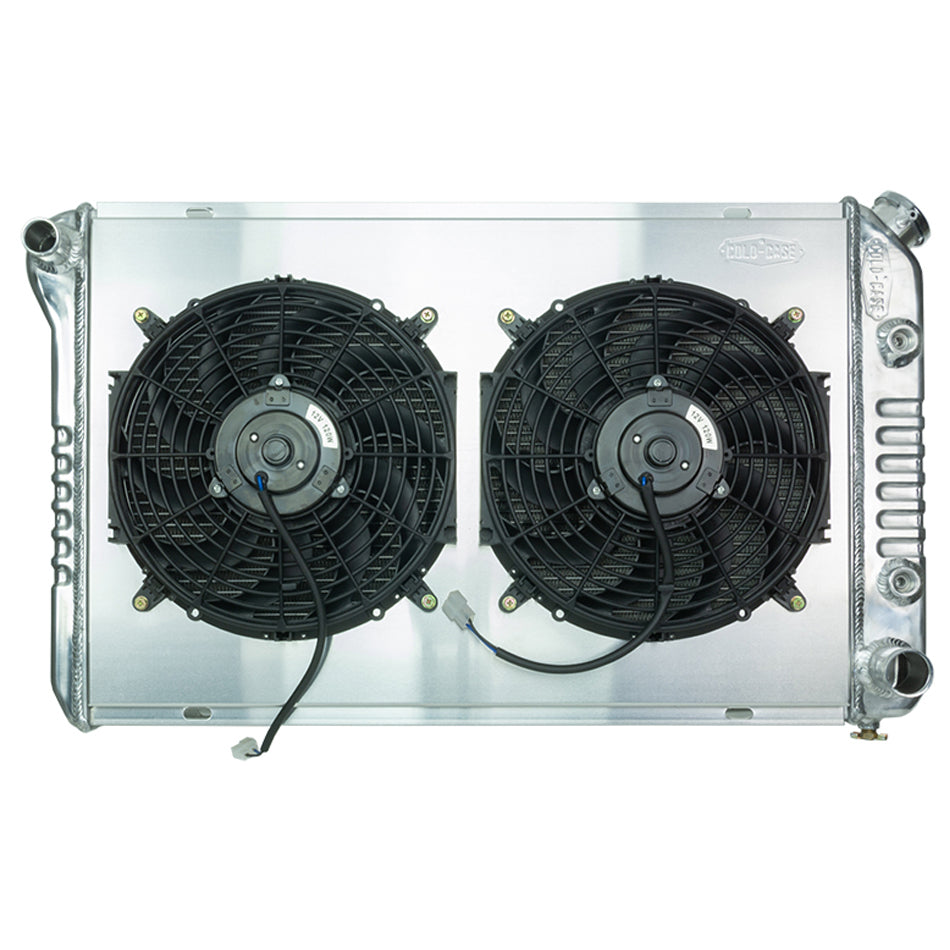 Cold Case Radiators Radiator and Fan - 32 in W x 18.5 in H x 3 in D - Dual Fans - Driver Side Inlet - Passenger Side