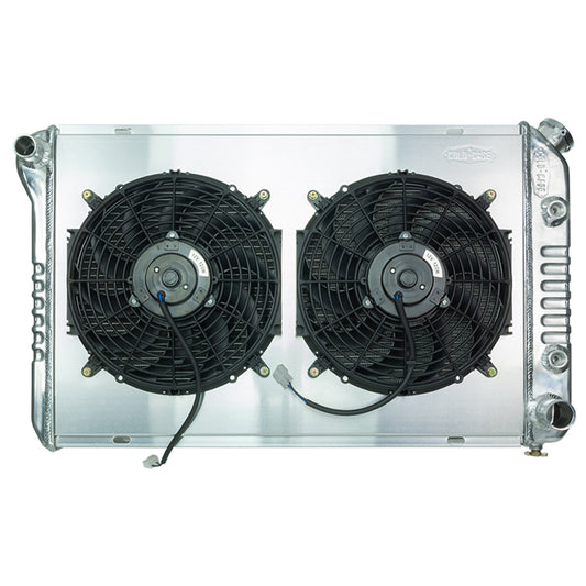 Cold Case Radiators Radiator and Fan - 32 in W x 18.5 in H x 3 in D - Dual Fans - Driver Side Inlet - Passenger Side