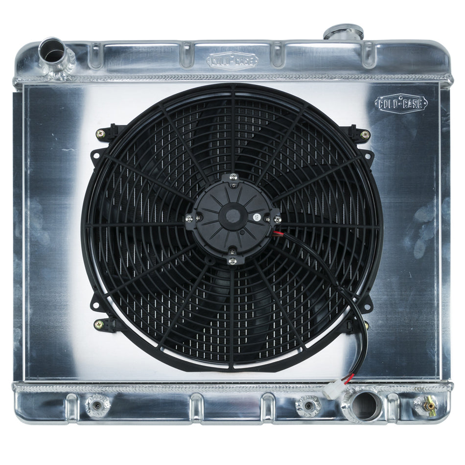 Cold Case Radiators Radiator and Fan - 24.5 in W x 22.5 in H x 3 in D - Driver Side Inlet - Passenger Side Outlet -