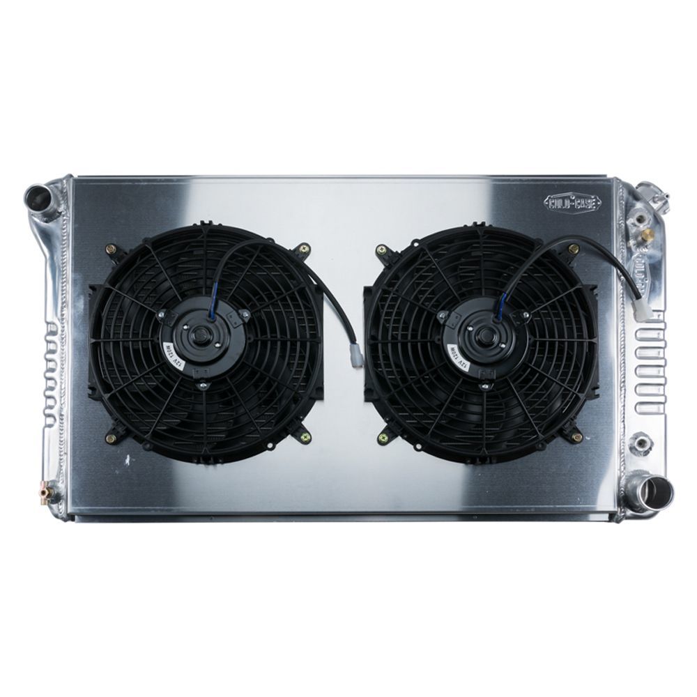 Cold Case Radiators Radiator and Fan - 34.33 in W x 21 in H x 3 in D - Dual Fans - Driver Side Inlet - Passenger Side