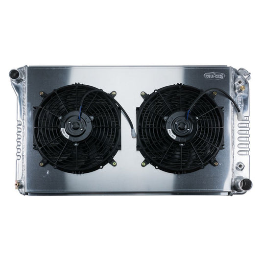 Cold Case Radiators Radiator and Fan - 34.33 in W x 21 in H x 3 in D - Dual Fans - Driver Side Inlet - Passenger Side
