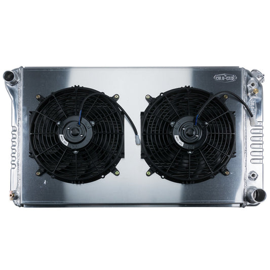 Cold Case Radiators Radiator and Fan - 34.15 in W x 18.6 in H x 3 in D - Driver Side Inlet - Passenger Side Outlet -