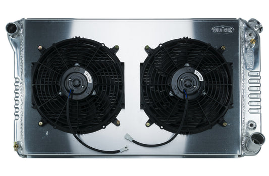 Cold Case Radiators Radiator and Fan - 34 in W x 18.6 in H x 3 in D - Dual Fans - Driver Side Inlet - Passenger Side