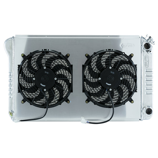 Cold Case Radiators Radiator and Fan - 34.21 in W x 18.82in H x 3 in D - Dual Fans - Passenger Side Inlet - Passenger