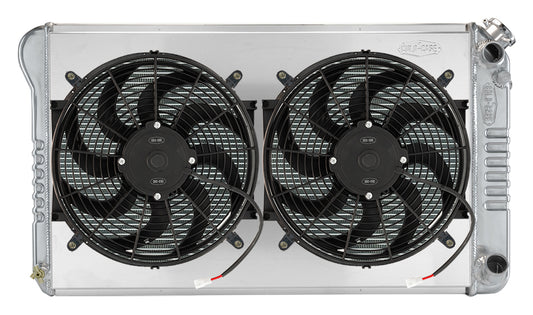 Cold Case Radiators Radiator and Fan - 34.21 in W x 18.82 in H x 3 in D - Dual Fans - Passenger Side Inlet - Passenger