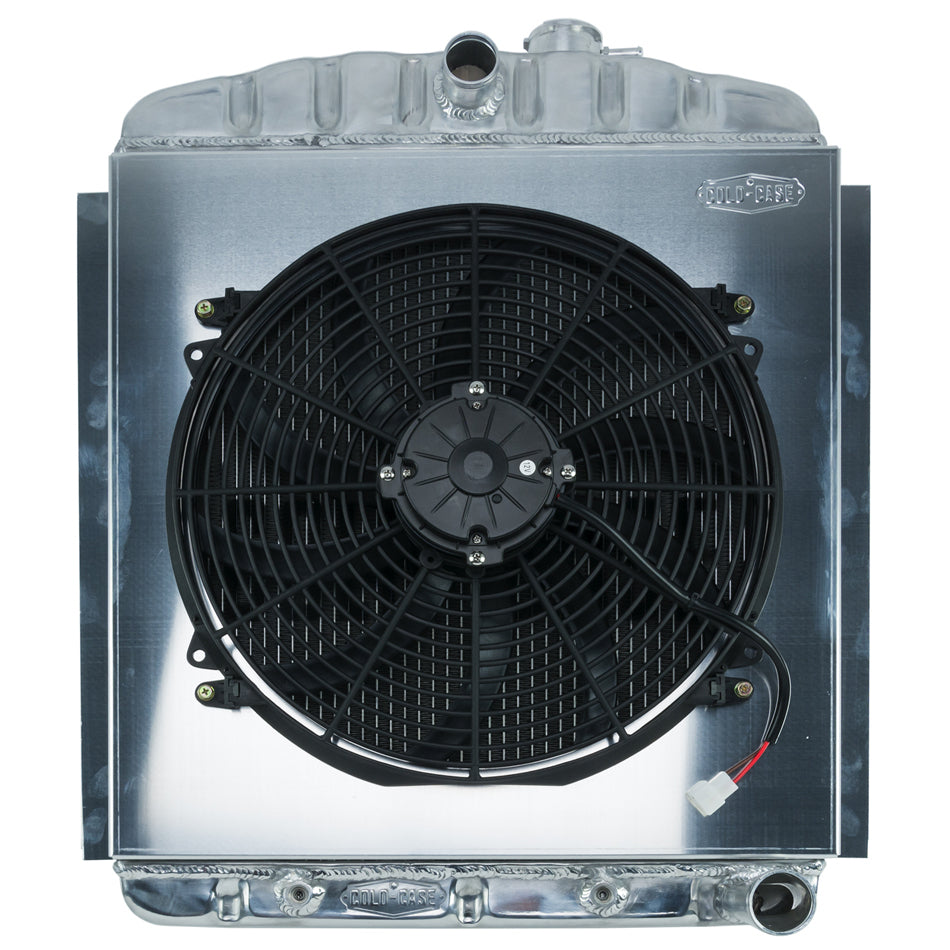 Cold Case Radiators Radiator and Fan - 22.6 in W x 27 in H x 3 in D - Center Inlet - Passenger Side Outlet - Aluminum