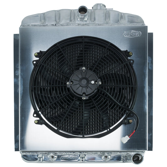 Cold Case Radiators Radiator and Fan - 22.6 in W x 27 in H x 3 in D - Center Inlet - Passenger Side Outlet - Aluminum