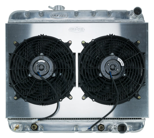 Cold Case Radiators Radiator and Fan - 25.75 in W x 23.5 in H x 3 in D - Passenger Side Inlet - Passenger Side Outlet